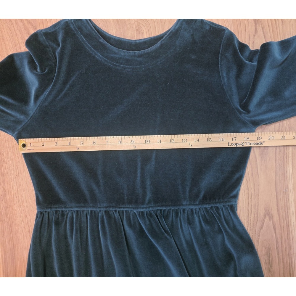 LL Bean vintage green velvet long-sleeve maxi dress estimate small - Picture 3 of 6